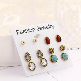 Arihant Combo of 6 Pair Gold Plated Earrings PC-ERG-156