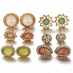 Arihant Trendy Simulated Pearl Oxidized Gold Fascinating 6 Pair of Stud Earrings For Women/Girls ERG-170
