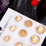Arihant Fascinating Pearl Gold Plated Stunning 6 Pair of Stud Earrings For Women/Girls ERG-171