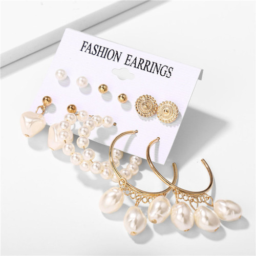 Arihant Delicate Pearl Multi Designs Brilliant 6 Pair of Earrings For Women/Girls ERG-178