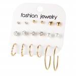 Arihant Wonderful AD Gold Plated Multi Designs Elegant 9 Pair of Earrings For Women/Girls ERG-179