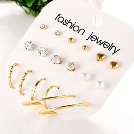Arihant Wonderful AD Gold Plated Multi Designs Elegant 9 Pair of Earrings For Women/Girls ERG-179