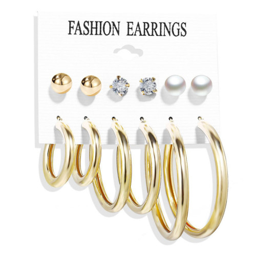 Arihant Gold Plated Set of 6 Studs & Hoop Earr...