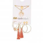 Arihant Limited Edition Set of 6 Gold Plated Stud & Drop Earrings With a Layered Necklace PC-ERG-183