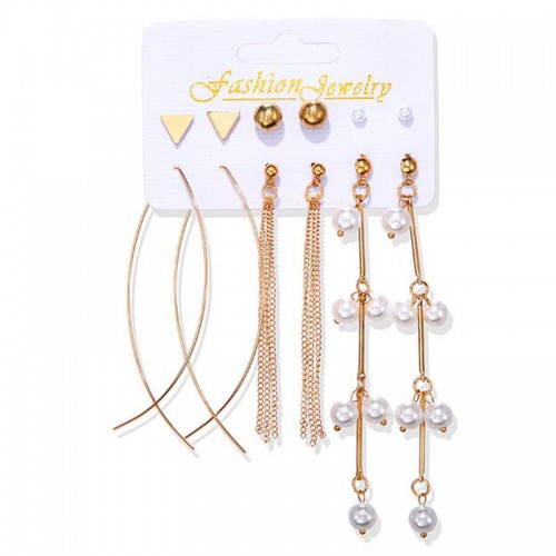 Arihant Exclusive Gold Plated Set of 6 Stud & Drop Earrings PC-ERG-190