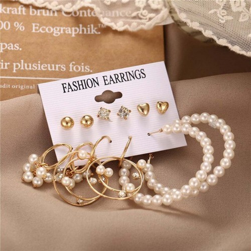 Arihant Stunning Pearl & AD Gold Plated 6 Pair of Earrings For Women/Girls PC-ERG-192