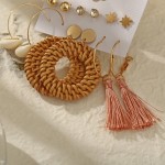 Arihant Exquisite AD Thread Design Gold Plated 6 Pair of Earrings For Women/Girls PC-ERG-199