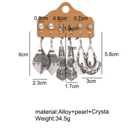 Arihant Mysterious Pearl & AD Oxidised German Silver Plated 6 Pair of Earrings For Women/Girls 8601