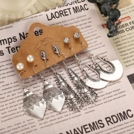 Arihant Mysterious Pearl & AD Oxidised German Silver Plated 6 Pair of Earrings For Women/Girls 8601