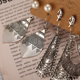 Arihant Mysterious Pearl & AD Oxidised German Silver Plated 6 Pair of Earrings For Women/Girls 8601