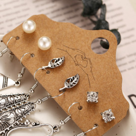 Arihant Mysterious Pearl & AD Oxidised German Silver Plated 6 Pair of Earrings For Women/Girls 8601