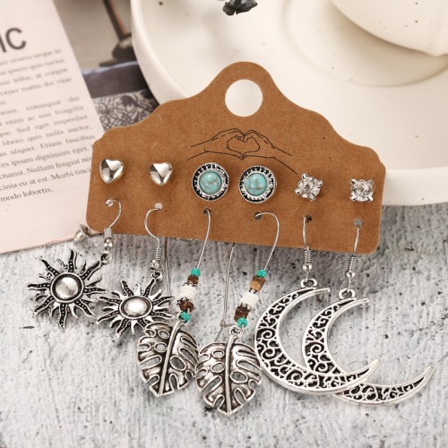 Arihant Tantalizing AD Oxidised German Silver Plated 6 Pair of Earrings For Women/Girls 8607