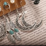 Arihant Pearl Feather Oxidised German Silver Plated 6 Pair of Earrings For Women/Girls 8610