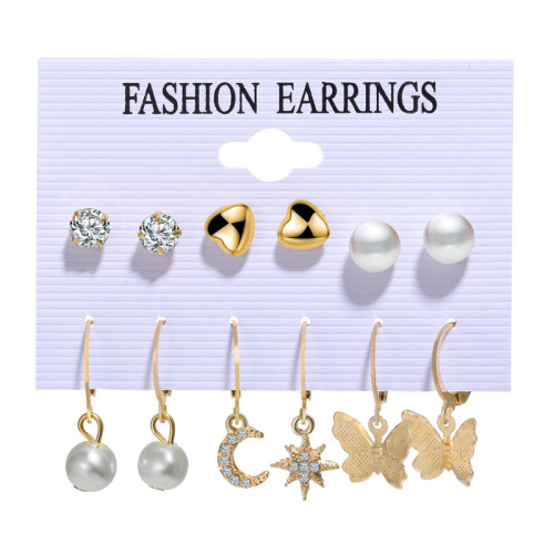 Arihant Beautiful Pearl & AD Gold Plated 6 Pair of Earrings For Women/Girls 8611