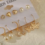 Arihant Beautiful Pearl & AD Gold Plated 6 Pair of Earrings For Women/Girls 8611