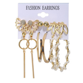 Arihant Mesmerizing Pearl Gold Plated 6 Pair of Earrings For Women/Girls 8612