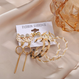 Arihant Mesmerizing Pearl Gold Plated 6 Pair of Earrings For Women/Girls 8612