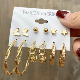 Arihant Gold Plated Hoops Earrings Combo For Women/Girls