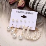 Arihant Jewellery For Women White Gold Plated Pearl Earrings Combo of 6 Pairs