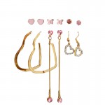 Arihant Gold Plated Heart inspired Pink and Gold Earrings Combo of Studs and Drop Earrings