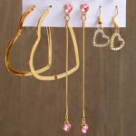 Arihant Gold Plated Heart inspired Pink and Gold Earrings Combo of Studs and Drop Earrings