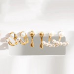 Arihant Jewellery For Women White And Gold-Toned Gold Plated Pearl Earrings Combo of 6 Pairs