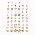 Arihant Jewellery For Women Gold Plated Gold-Pink Toned Studs Combo of 30 Fashionable Pairs