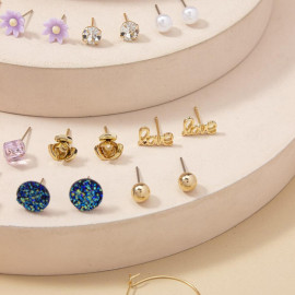 Arihant Jewellery For Women Gold Plated Multicolor Studs Combo of 30 Quirky Pairs