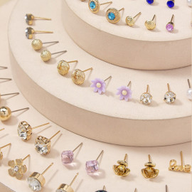 Arihant Jewellery For Women Gold Plated Multicolor Studs Combo of 30 Quirky Pairs