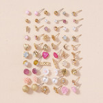 Arihant Jewellery For Women Gold Plated Gold-Pink Toned Studs Combo of 30 Fashionable Pairs