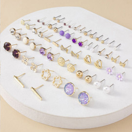 Arihant Jewellery For Women Gold Plated Multicolor Studs Combo of 30 Quirky Pairs