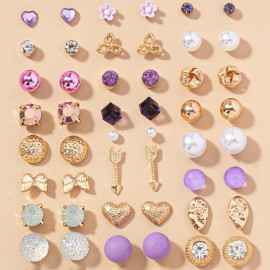Arihant Jewellery For Women Gold Plated Multicolor Studs Combo of 30 Quirky Pairs