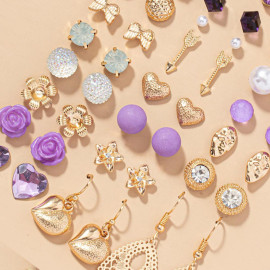 Arihant Jewellery For Women Gold Plated Multicolor Studs Combo of 30 Quirky Pairs