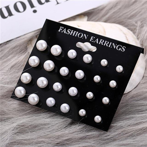 Arihant Silver Plated White Stud Earrings Set of 12