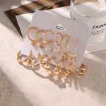 Arihant Gold Plated Gold-Toned Contemporary Hoop Earrings Set of 9