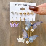 Arihant Gold Toned Butterfly inspired Multicolor Contemporary Earrings Set of 6