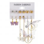 Arihant Gold Toned Butterfly inspired Multicolor Contemporary Earrings Set of 6
