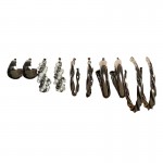 Arihant Black Silver Plated Black-Toned Contemporary Hoop Earrings Set of 5