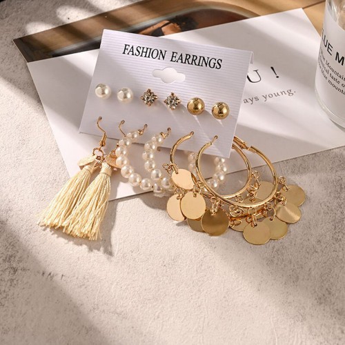 Arihant Gold Plated White Studs, Hoops and Drop Ea...