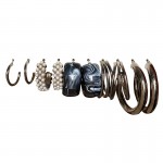 Arihant Black Silver Plated Black-Toned Contemporary Hoop Earrings Set of 5
