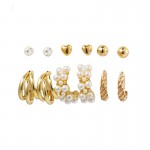 Arihant Gold Plated Contemporary Studs and Hoop Earrings Set of 6