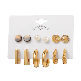 Arihant Gold Plated Contemporary Studs and Hoop Earrings Set of 9