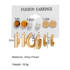 Arihant Gold Plated Contemporary Studs and Hoop Earrings Set of 9