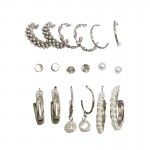 Arihant Silver Plated Silver-Toned Contemporary Hoop Earrings Set of 9