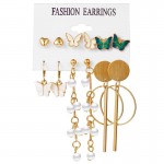 Arihant Gold Plated Butterfly inspired Contemporary Studs and Drop Earrings Set of 6