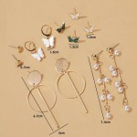 Arihant Gold Plated Butterfly inspired Contemporary Studs and Drop Earrings Set of 6
