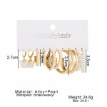 Arihant Gold Plated Contemporary Drop and Hoop Earrings Set of 5