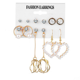 Arihant Gold Plated White Studs and Drop Earrings Set of 6