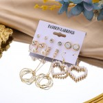Arihant Gold Plated White Studs and Drop Earrings Set of 6
