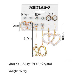 Arihant Gold Plated White Studs and Drop Earrings Set of 6